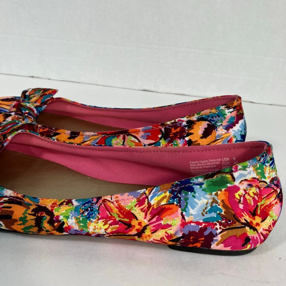 American Eagle Sz 8 Ainsley Boho Floral Ballet Flats w Bow Textile Upper Y2K 90s - Picture 4 of 16